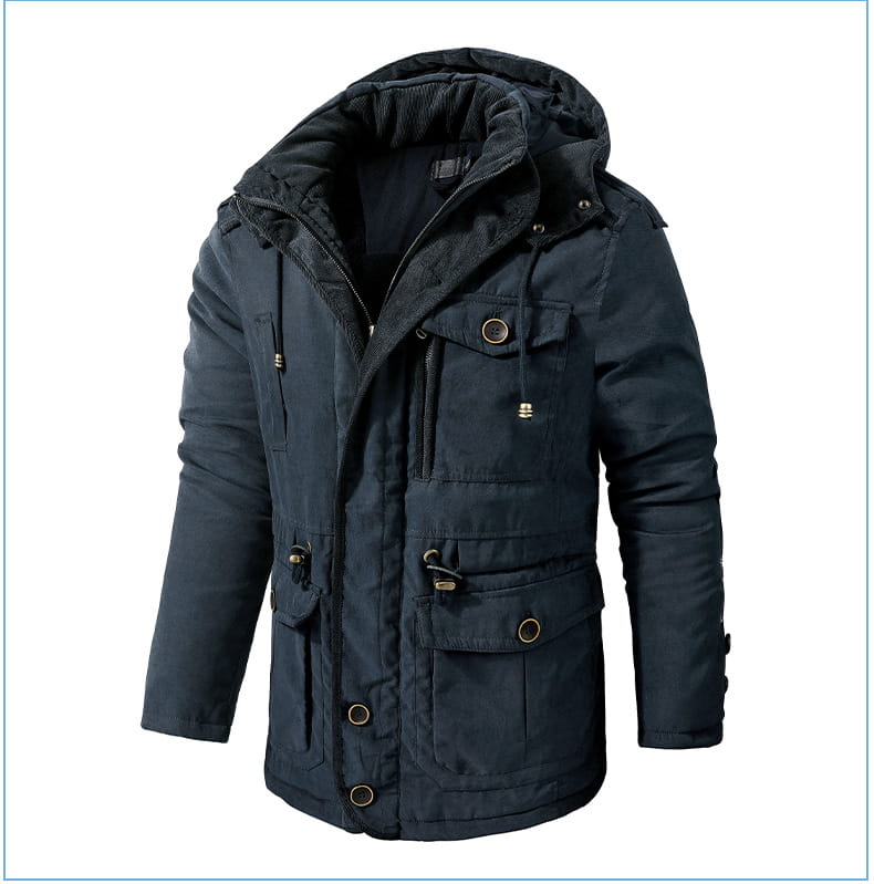 Men’s Plus Size Mid-length Fleece-lined Thickened Cotton-padded Coat