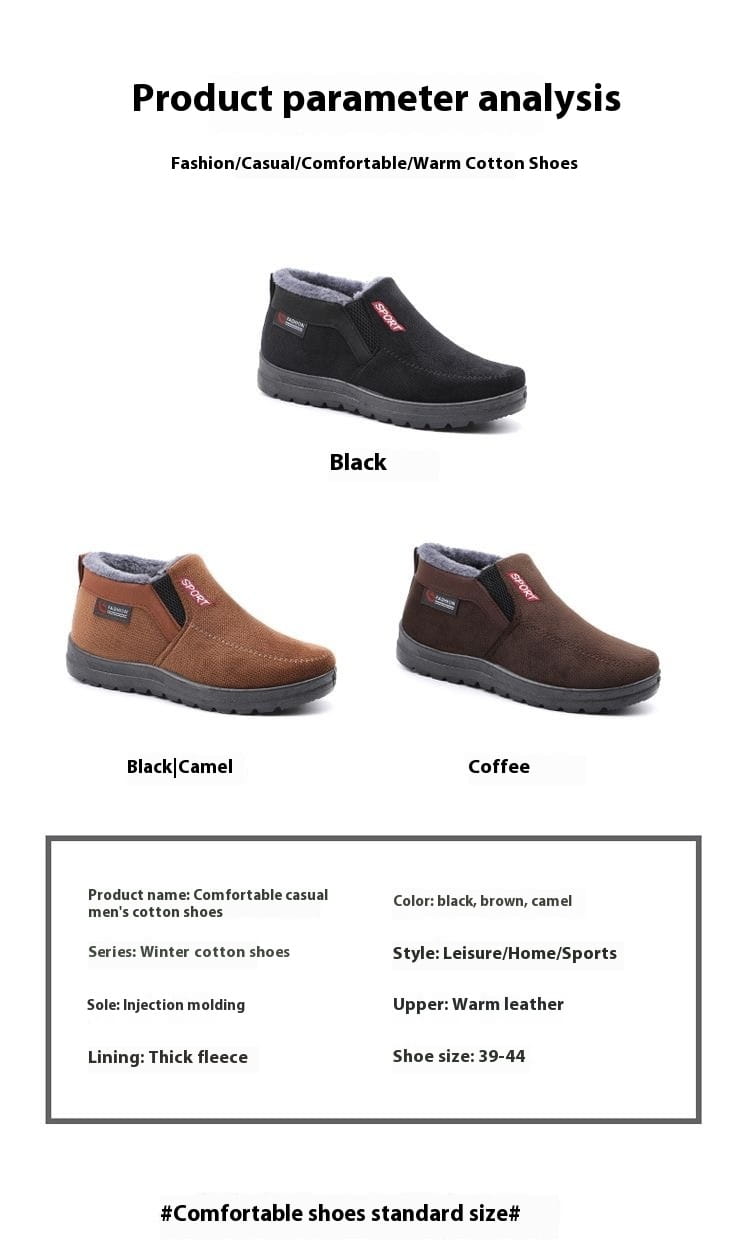 Men’s Shoes Thermal Non-slip Cotton-padded Shoes Casual Slip-on Old Beijing Cloth Shoes