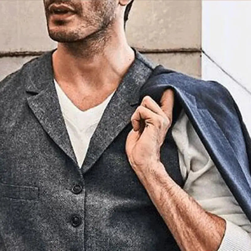 Spring and autumn new styles lapel fashion single-breasted trendy vest men