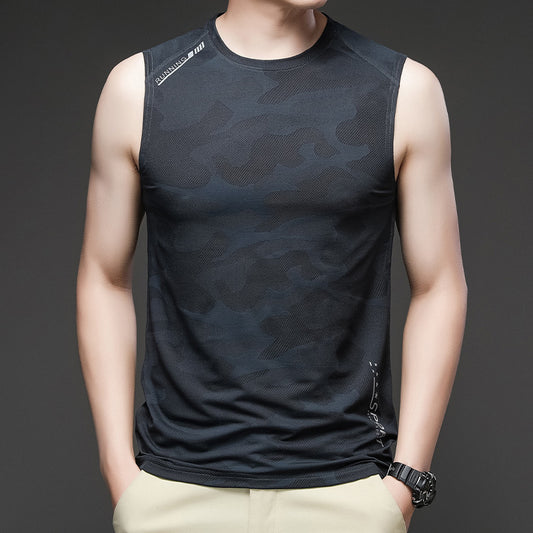 Fashion Personality Ice Silk Sleeveless T-shirt Men