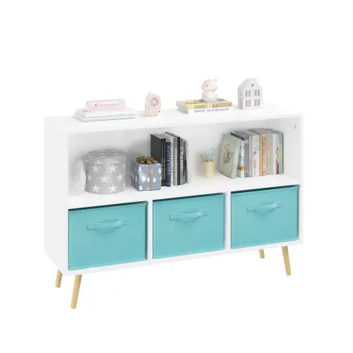 Fiberboard Children’s Bookshelf With Foldable Fabric Drawers