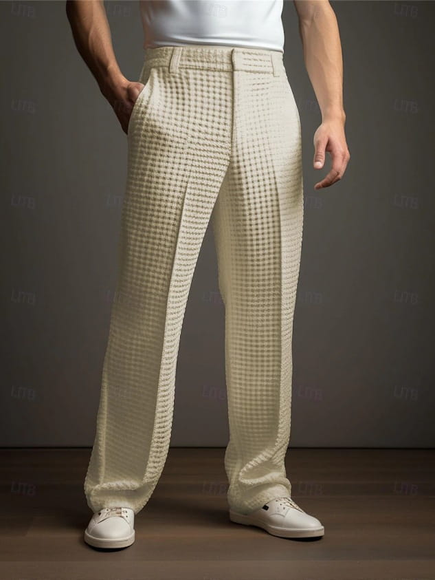 Casual Versatile Business Straight Men’s Fashion Waffle Suit Pants