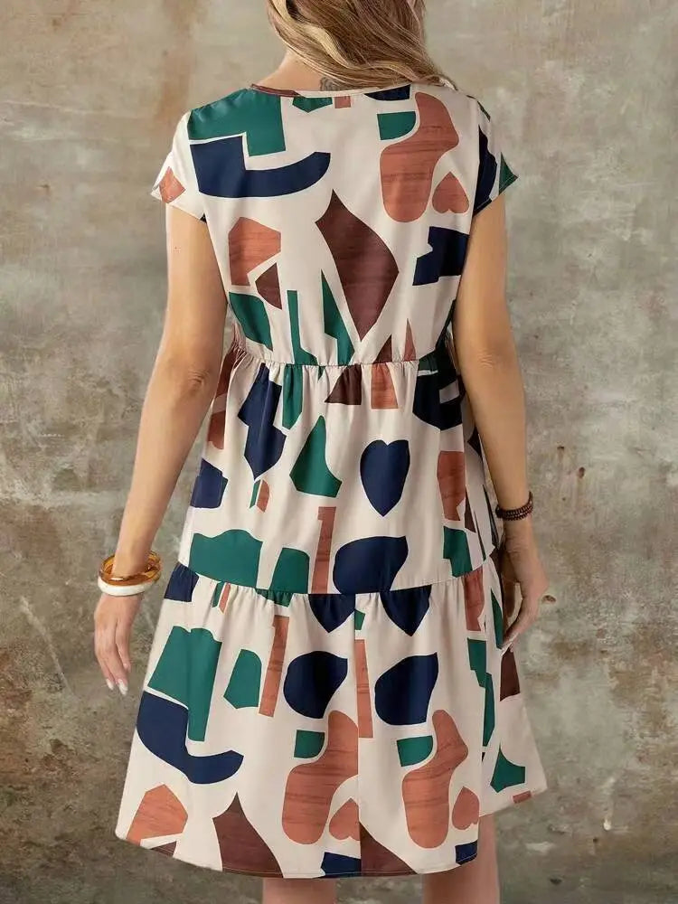 Fashion Casual Multicolor Printed Women’s Dress