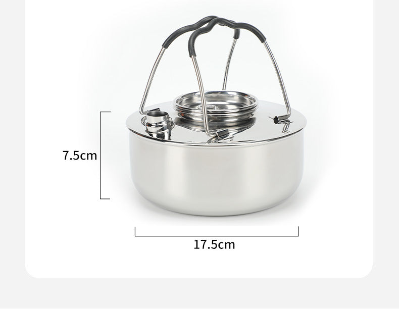 Outdoor Stainless Steel Coffee Kettle Opening Portable Wild Camping