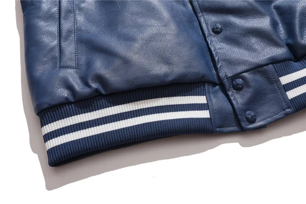 PU Leather Jacket Men’s And Women’s Fashion Autumn And Winter Tops Baseball Uniforms