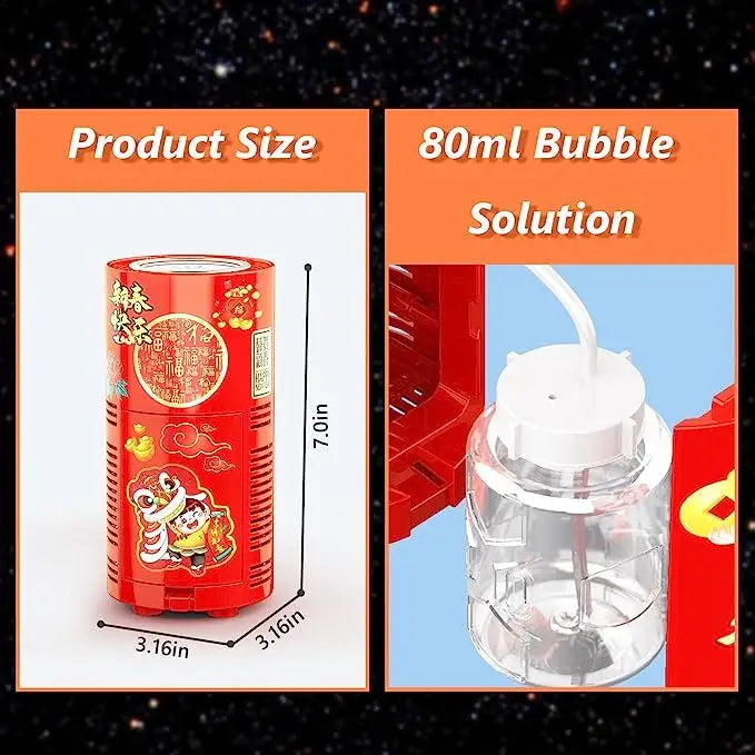 Fireworks Bubble Machine With 80ml Bubble Solution Portable Automatic Bubble Machine With Lights And Closeable Music