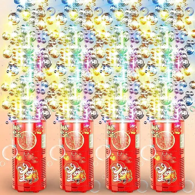 Fireworks Bubble Machine With 80ml Bubble Solution Portable Automatic Bubble Machine With Lights And Closeable Music