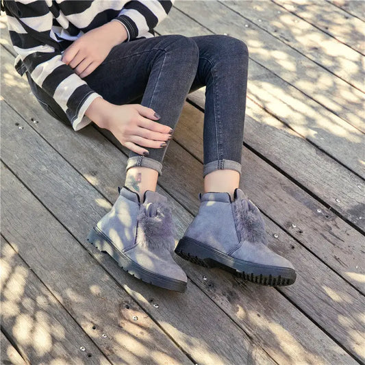 Flat boots thickened student cotton shoes short Beyond Trends Hub