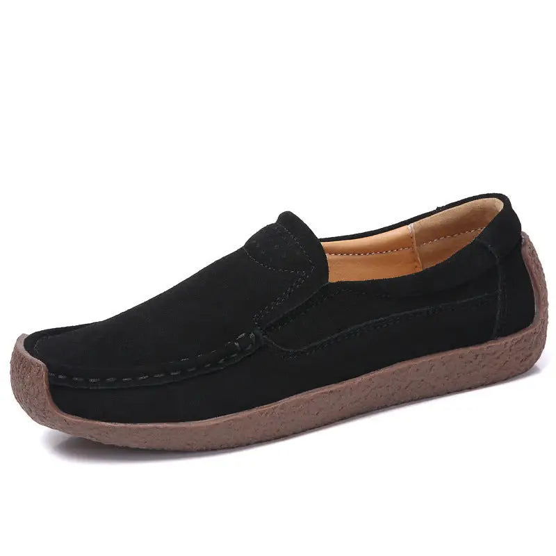 Flat Bottom Comfortable Casual Retro Ladies Shoes - Black / 35