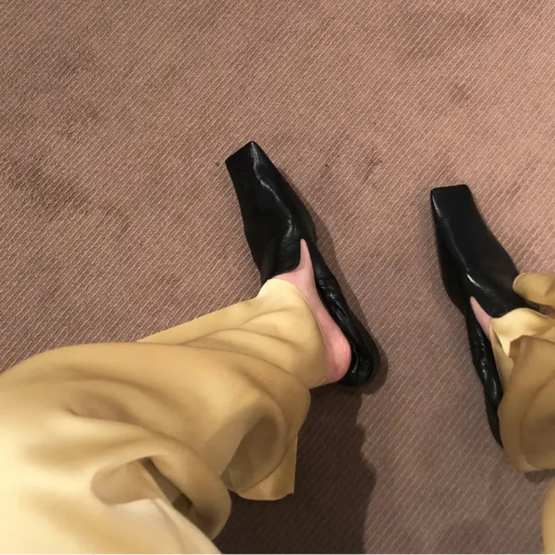 Flat Woman Head Retro Shallow Mouth Soft Sole Single Shoes Beyond Trends Hub