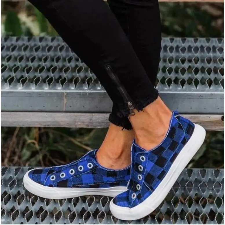 Flat women’s canvas shoes - Blue / 43