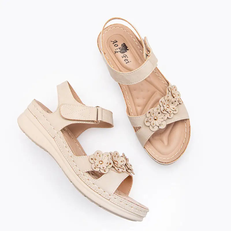 Flower Non-Slip Wedge Heel Plus Size Sandals