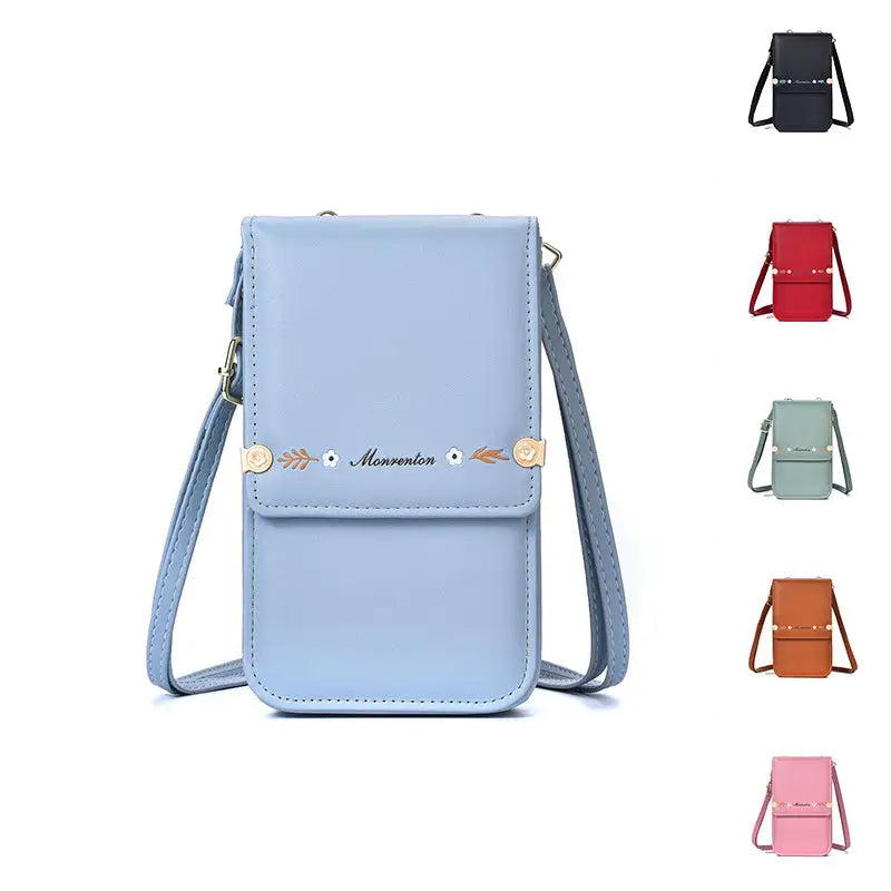 Flowers Embroidery Mobile Phone Bags For Women Ins Fashion Crossbody Shoulder Bag Ladies Long Wallet - Beyond Trends Hub 