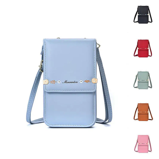 Flowers Embroidery Mobile Phone Bags For Women Ins Fashion Crossbody Shoulder Bag Ladies Long Wallet - Beyond Trends Hub 