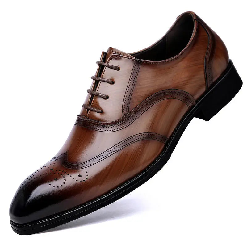 Formal Leather Shoes British Men Brogue Pointed-toe Lace - WC85505 Brown / 38