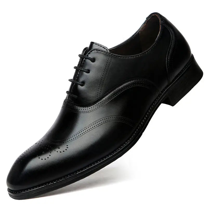 Formal Leather Shoes British Men Brogue Pointed-toe Lace - WC85505 Black / 38