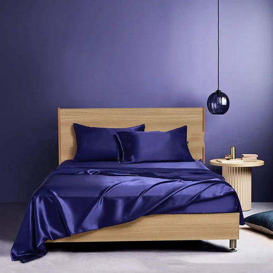 Four-piece Set Of Silk Bedding Sheets And Fitted Sheets - Beyond Trends Hub 
