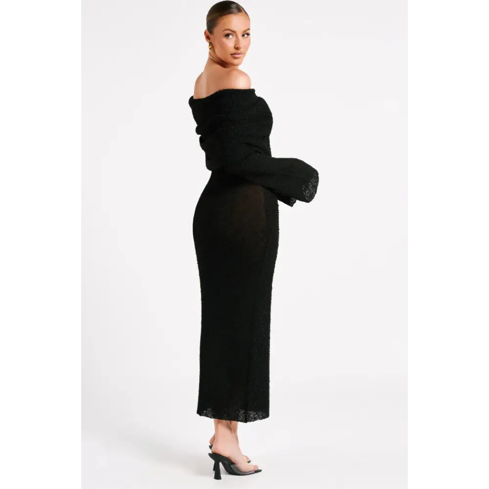 French-style One-shoulder Knitted Dress Fashion Party Beach Long-sleeved Long Dresses Fall Wainter Women's Clothing Beyond Trends Hub
