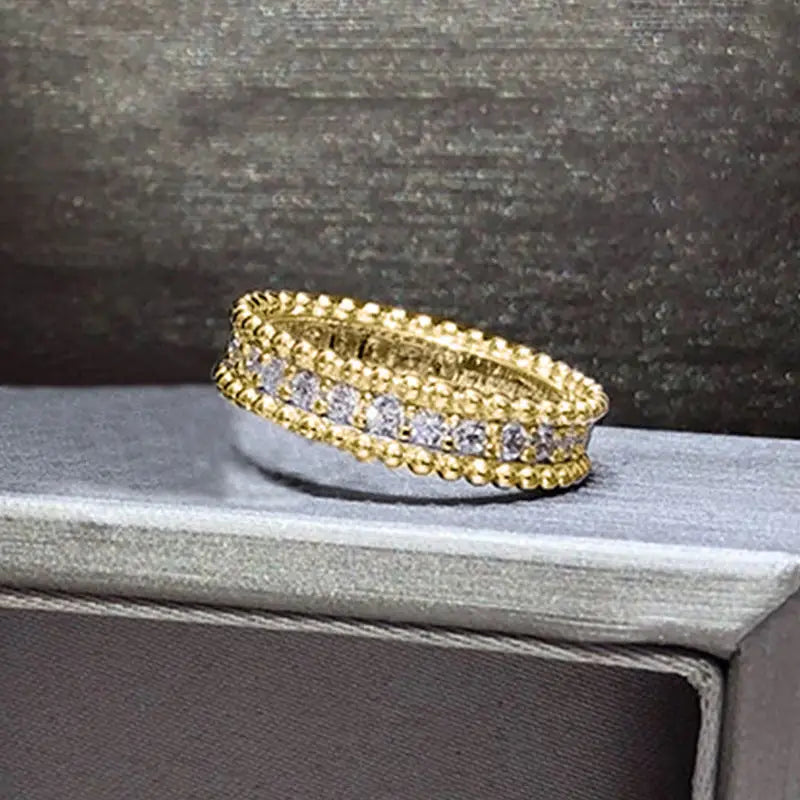 Full Diamond Geometric Ring Female Shiny Ornament - T0478 Golden / 6 Yards