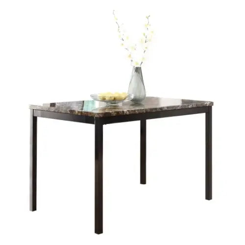 Furniture 5-piece Metal Dining Table And Chair Set With Imitation Marble Top - Black Dining Room Set Table And 4 Chairs