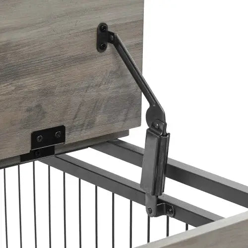 Furniture Style Dog Cage Side Table With Wheels With Double Doors And A Raised Top. Grey - Grey - 5