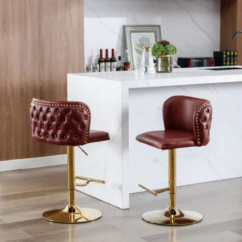 Furniture,Swivel Barstools Adjusatble Seat Height Modern PU Upholstered Bar Stools With The Whole Back Tufted For Home
