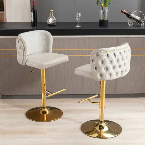 Furniture,Swivel Barstools Adjusatble Seat Height Modern PU Upholstered Bar Stools With The Whole Back Tufted For Home
