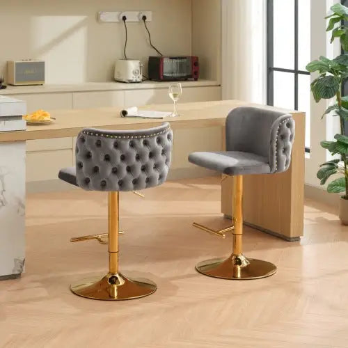 Furniture,Swivel Barstools Adjusatble Seat Height Modern PU Upholstered Bar Stools With The Whole Back Tufted For Home