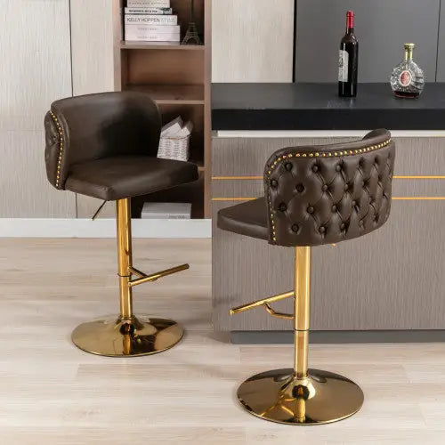 Furniture,Swivel Barstools Adjusatble Seat Height Modern PU Upholstered Bar Stools With The Whole Back Tufted For Home
