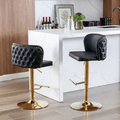 Furniture,Swivel Barstools Adjusatble Seat Height Modern PU Upholstered Bar Stools With The Whole Back Tufted For Home