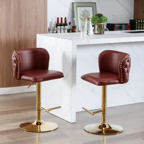 Furniture,Swivel Barstools Adjusatble Seat Height Modern PU Upholstered Bar Stools With The Whole Back Tufted For Home