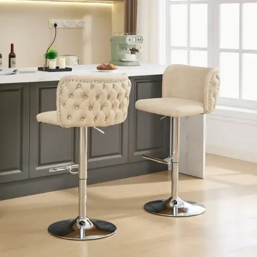 Furniture,Swivel Barstools Adjusatble Seat Height Modern PU Upholstered Bar Stools With The Whole Back Tufted For Home