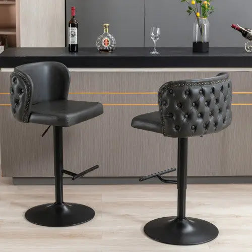 Furniture,Swivel Barstools Adjusatble Seat Height Modern PU Upholstered Bar Stools With The Whole Back Tufted For Home