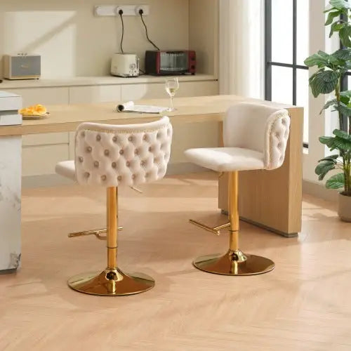 Furniture,Swivel Barstools Adjusatble Seat Height Modern PU Upholstered Bar Stools With The Whole Back Tufted For Home
