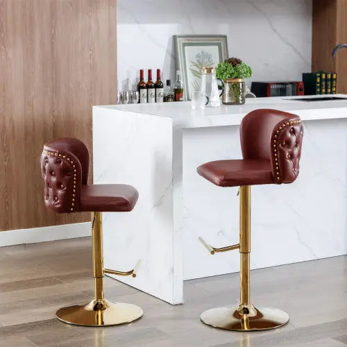 Furniture,Swivel Barstools Adjusatble Seat Height Modern PU Upholstered Bar Stools With The Whole Back Tufted For Home