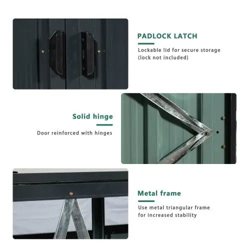 Garbage Bin Shed Stores 2 Trash Cans Metal Outdoor Bin Shed For Garbage Storage,Stainless Galvanized Steel Bin Shed