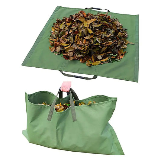 Garden Leaf Storage Outdoor Lawn Yard Waste Tarpaulin Container Recyclable Heavy Duty Garden Tote Garbage Bags - Green