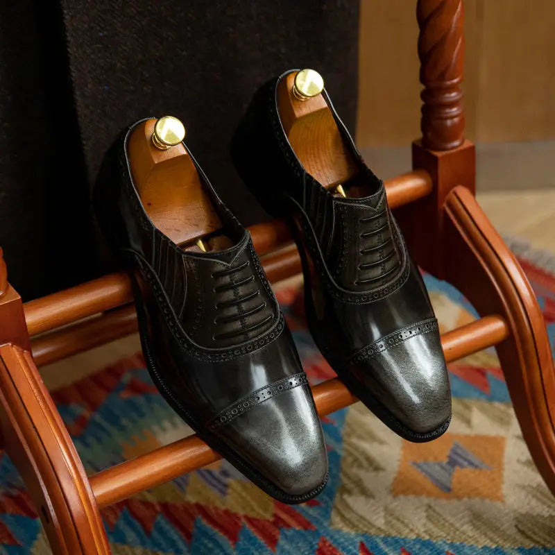 Gentleman Cowhide Commuting Formal Shoes - Dark Grey / 38