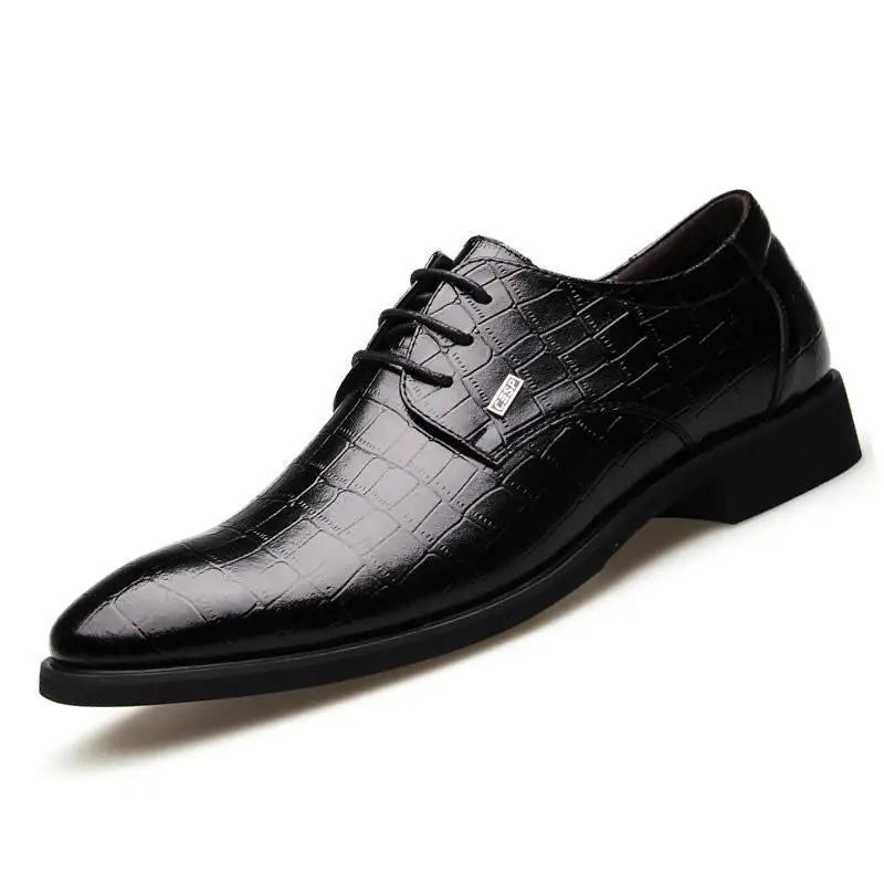 Genuine Leather Men Dress Shoes - Black / 38