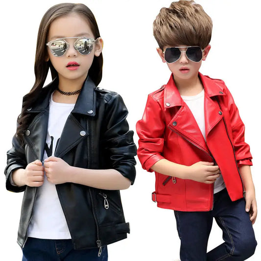 Girls And Boys Korean Children's Leather Jackets - Beyond Trends Hub 