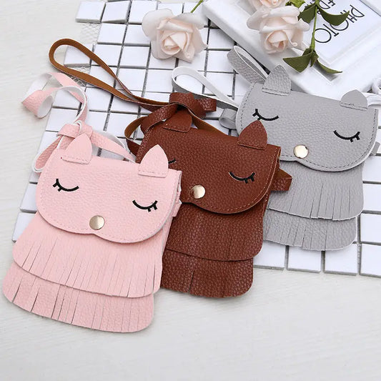 Girls change small bag children bags Pu all-match creative Xiekua package small fox tassel bag - Beyond Trends Hub 