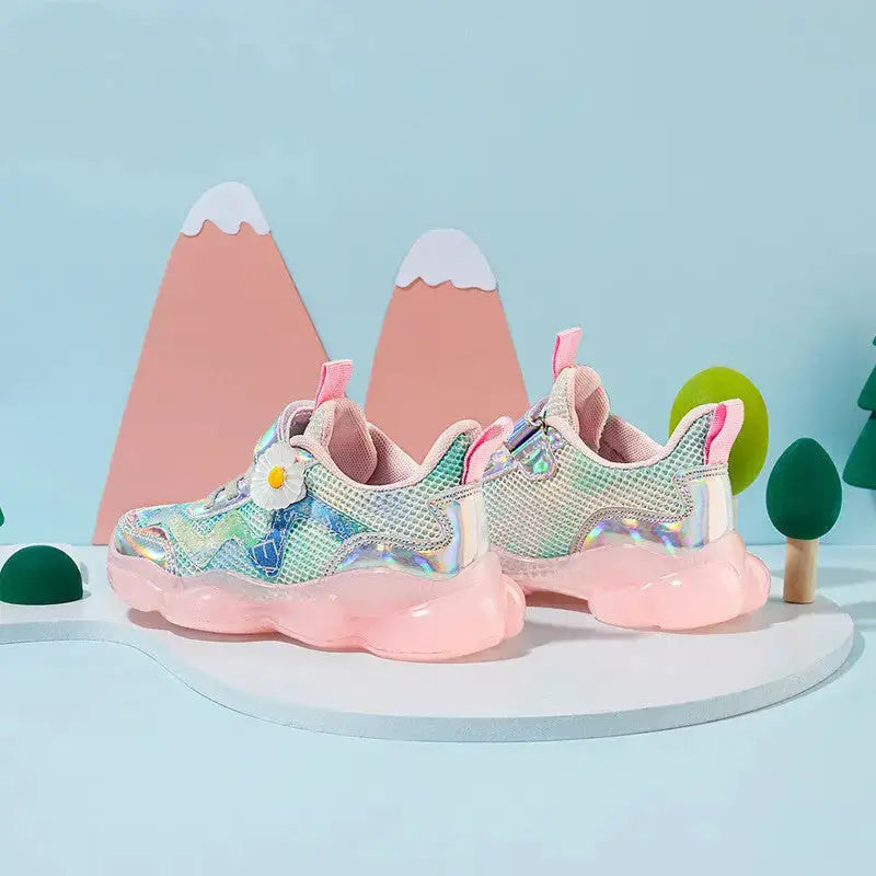 Girls Shoes Single Mesh Hollow Sneakers Fashion Trend Small Flowers Girls Shoes - Beyond Trends Hub 