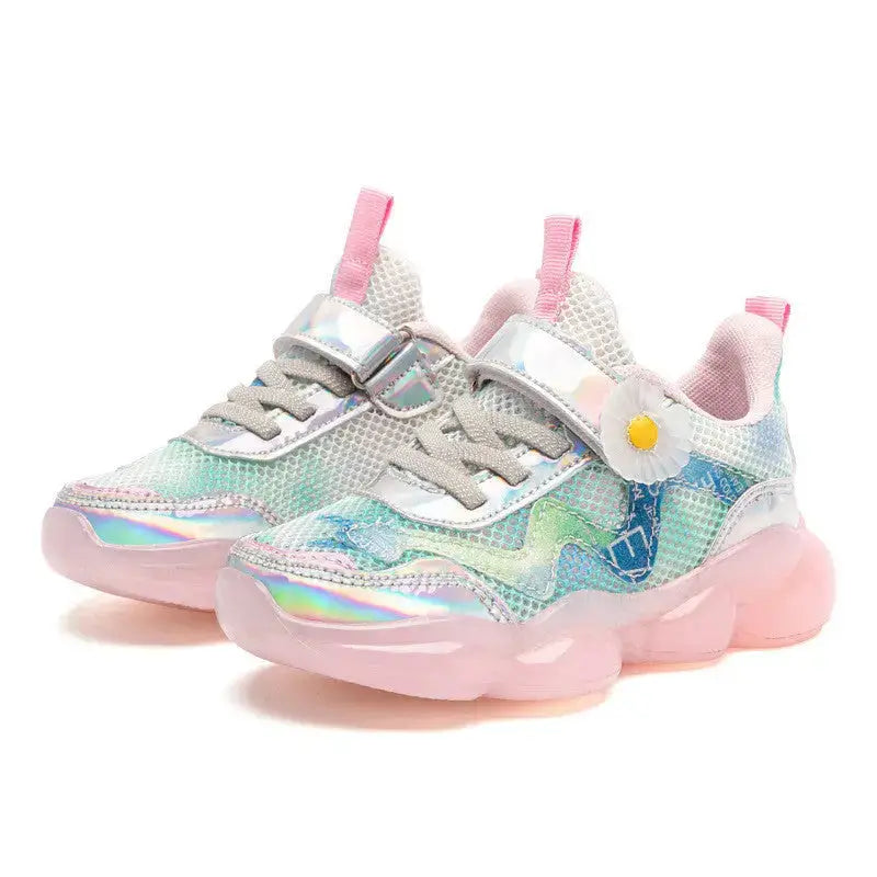 Girls Shoes Single Mesh Hollow Sneakers Fashion Trend Small Flowers Girls Shoes - Beyond Trends Hub 