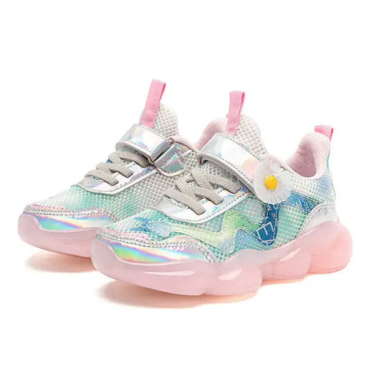 Girls Shoes Single Mesh Hollow Sneakers Fashion Trend Small Flowers Girls Shoes - Beyond Trends Hub 