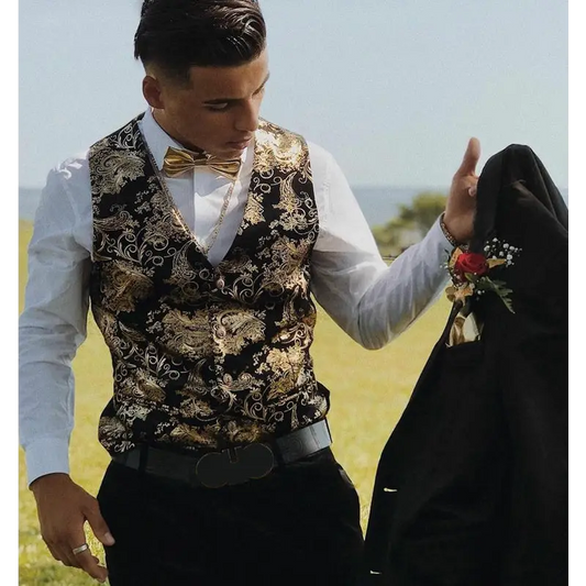 Gold Steampunk Vest Men Suit Gilet Homme Wedding Sleeveless Beyond Trends Hub