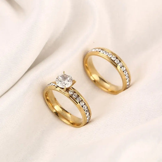 Gold Wedding Rings Stainless Steel Engagement Ring For Women Beyond Trends Hub