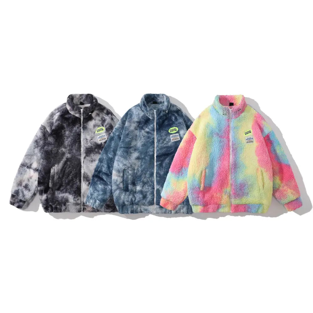 Gradient Tie-dye Lamb Wool Cotton Coat For Men And Women Beyond Trends Hub