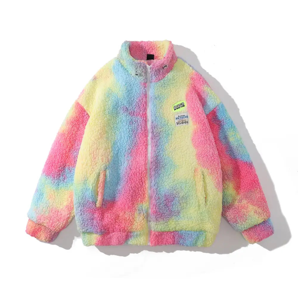 Gradient Tie-dye Lamb Wool Cotton Coat For Men And Women Beyond Trends Hub
