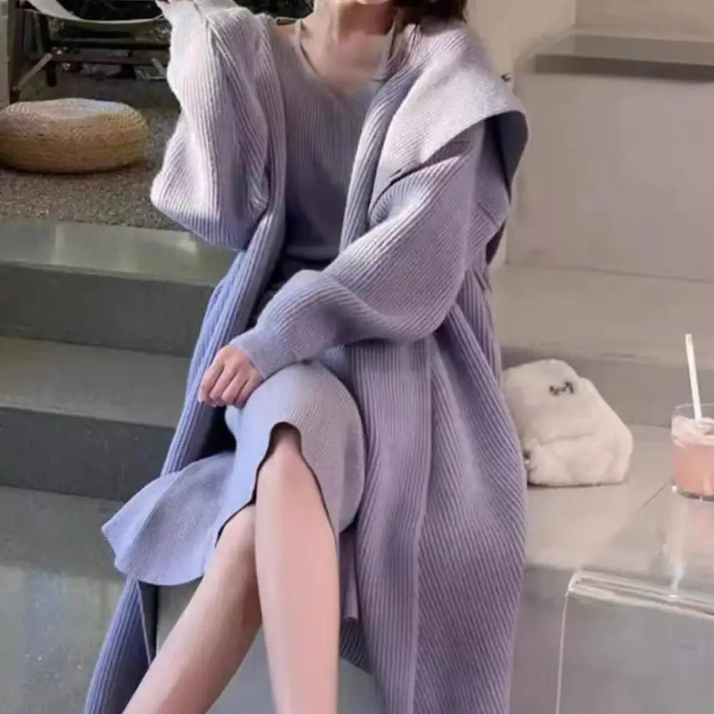 Green Alpaca Wool Sweater Coat Thickened Loose Knitted Cardigan Knitwear Handmade Clothing Hand Knit Womens Clothing