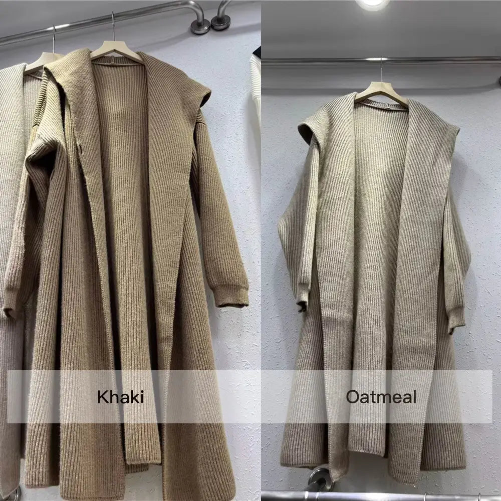 Green Alpaca Wool Sweater Coat Thickened Loose Knitted Cardigan Knitwear Handmade Clothing Hand Knit Womens Clothing